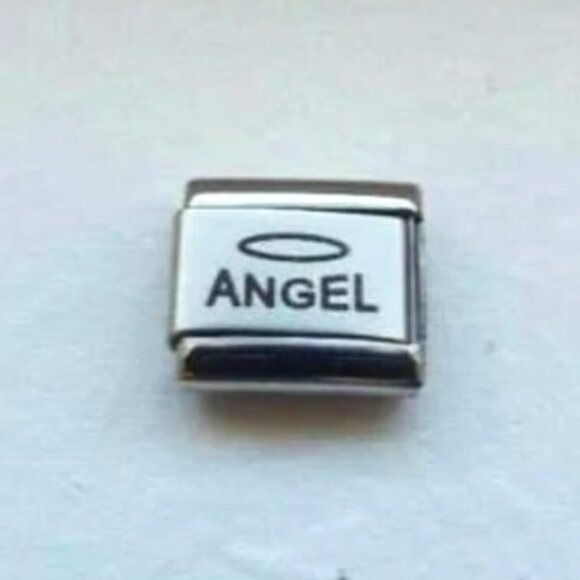 Angel and a halo laser 9mm stainless steel italian charm bracelet link new - Picture 1 of 2